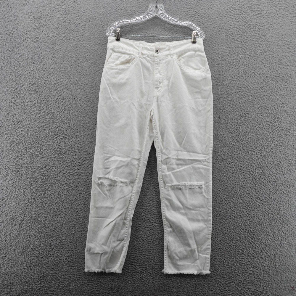Bella Dahl Straight Leg Frayed Hem Pants 28‎ White Womens Distressed Casual Boho